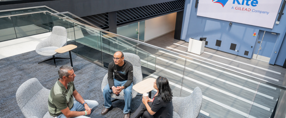 Co-workers sitting inside facility